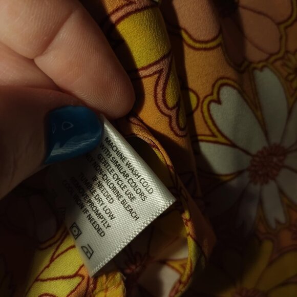 Madden NYC Floral Puff Sleeve CropTop M Y2K Retro Orange Festival Sunflower Vibe - Picture 13 of 14